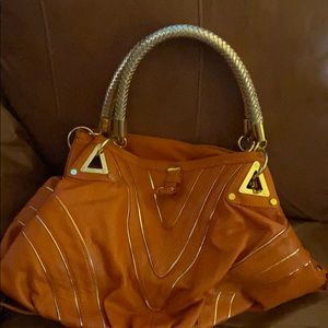 Orange Leather Handle Bag